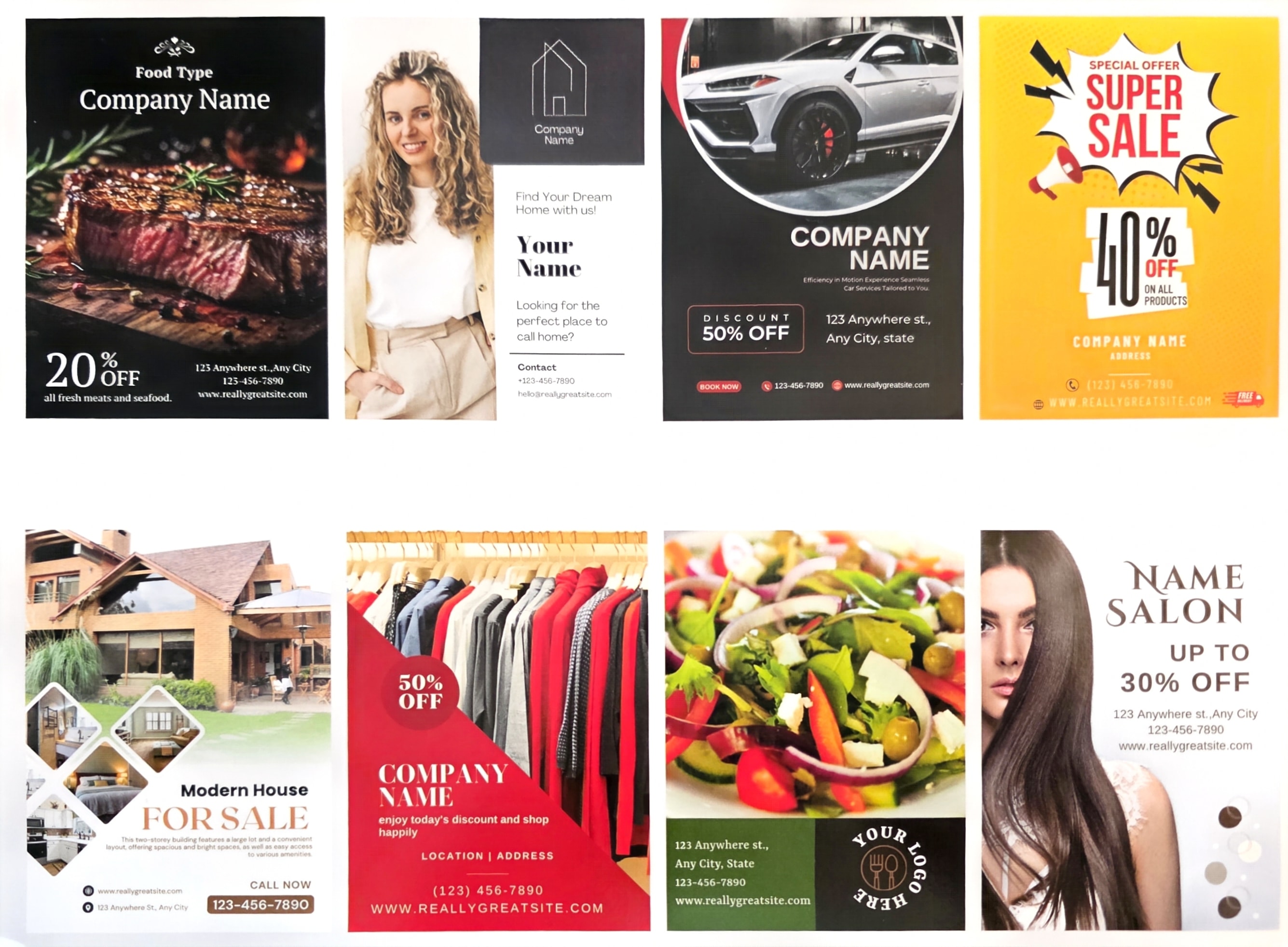 Examples of promotional flyer designs for local businesses